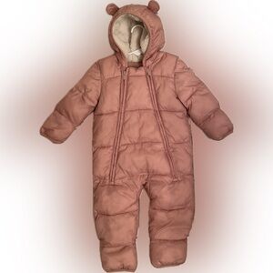 GAP Baby Pink Hooded Snowsuit